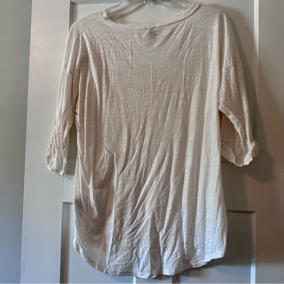 XL JCrew scoop neck white 3/4 length sleeve shirt with floral detail - Picture 6 of 6